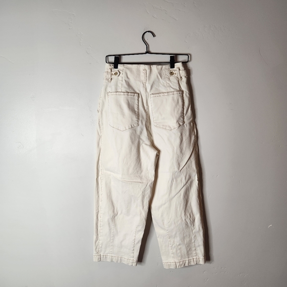 Free People Pleated Carrot Cropped Pants Ecru Size 6 - Picture 5 of 9